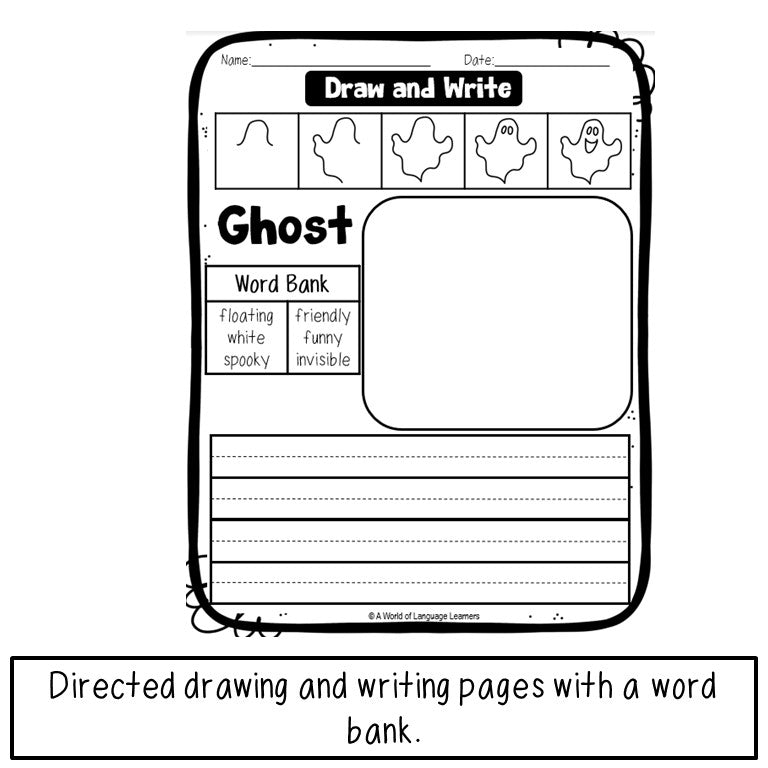 Preview of Halloween drawing and writing worksheet