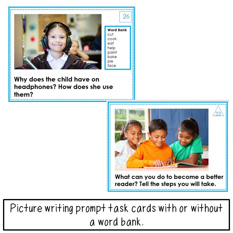 School Picture Writing Prompt Task Cards