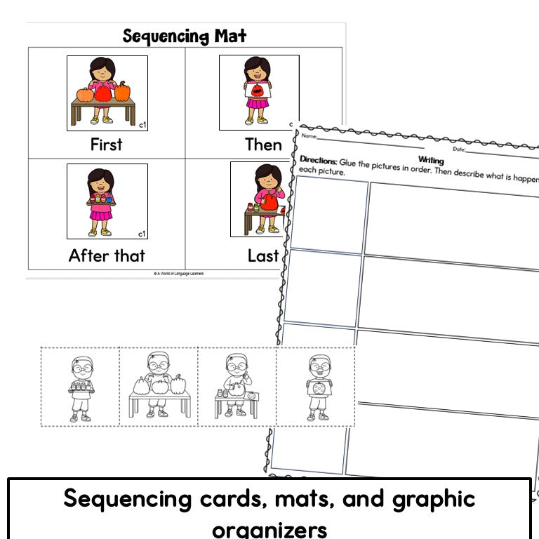 Preview of Halloween sequencing sentences and graphic organizers