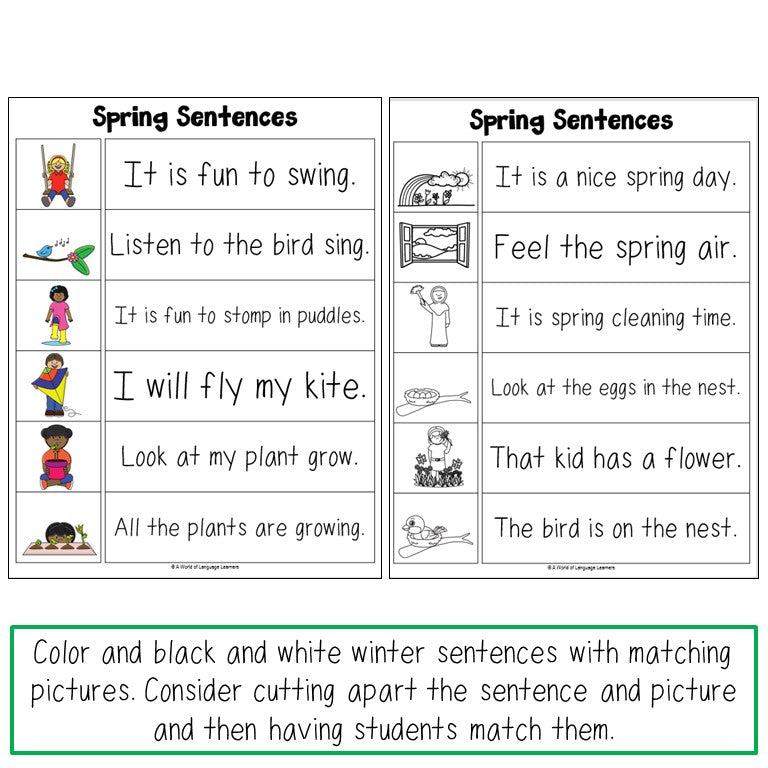 Spring Cut Apart Sentences