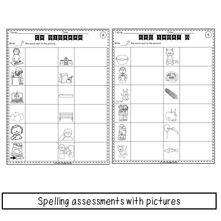 Short Vowel Picture Phonics Assessments