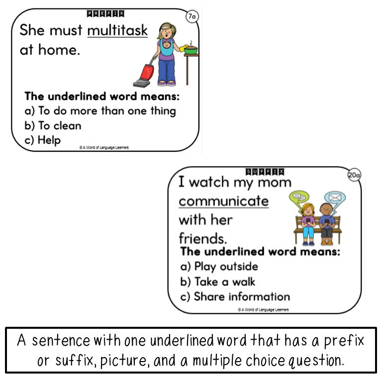 Prefix and Suffix Sentence Task Cards