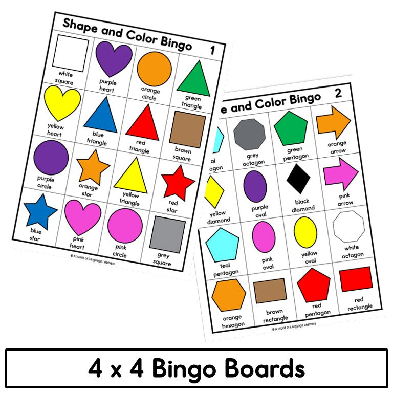 Newcomer ESL Vocabulary Bingo - Colors, Shapes, Numbers