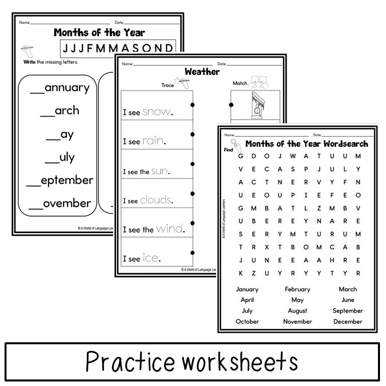Newcomer ESL Vocabulary Workbook - Seasons, Weather, Calendar
