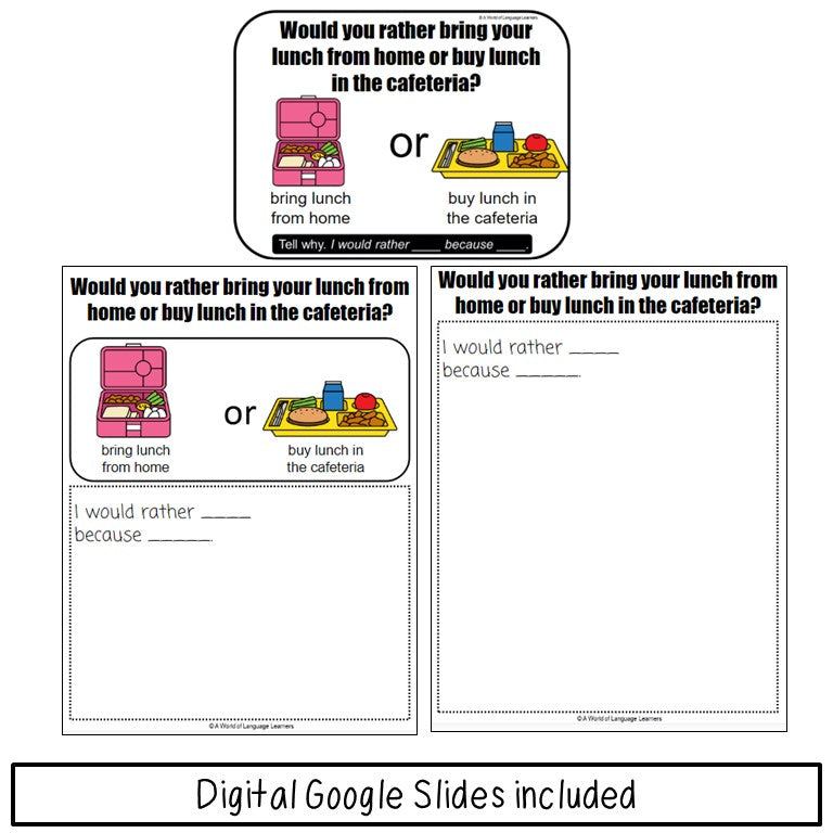 School Would You Rather Opinion Task Cards Print and Digital