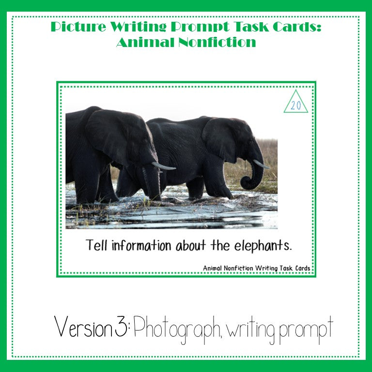Animal Writing Prompts Task Cards