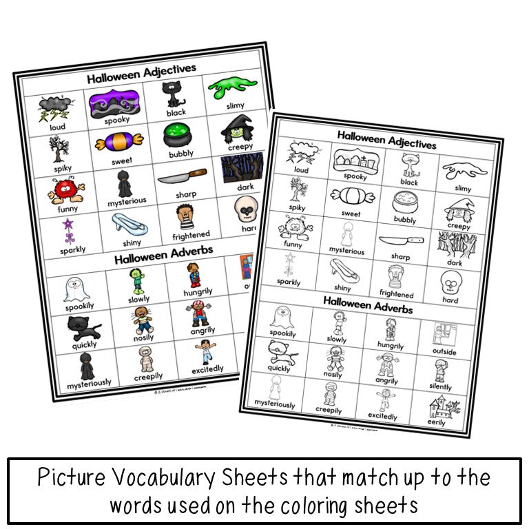 Preview of Halloween illustrated vocabulary sheets