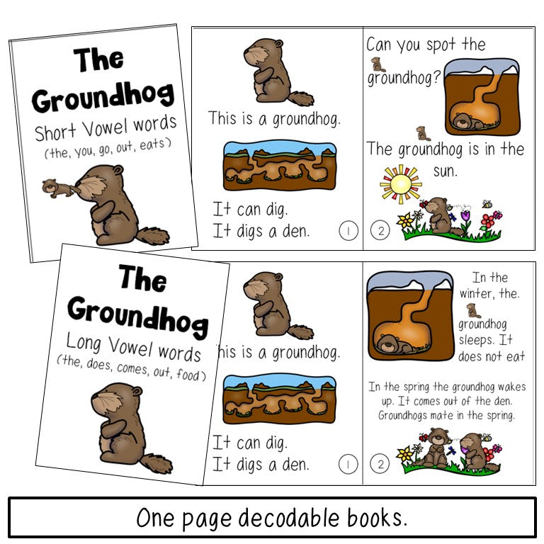 Groundhog Book Print and Digital | Emergent Reader and Decodable
