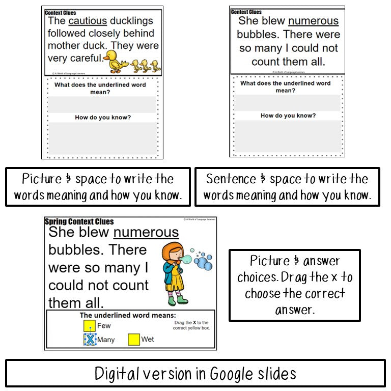 Spring Context Clue Task Cards