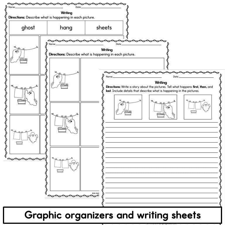Preview of Halloween sequencing writing pages