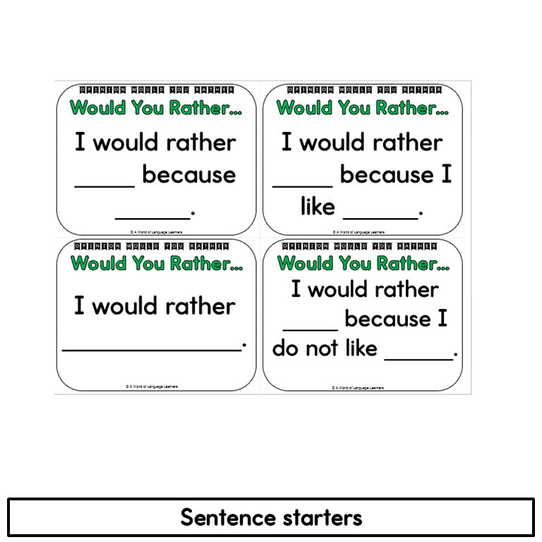 Silly Would You Rather Opinion Task Cards