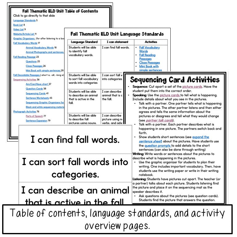 Fall Thematic ELD Unit