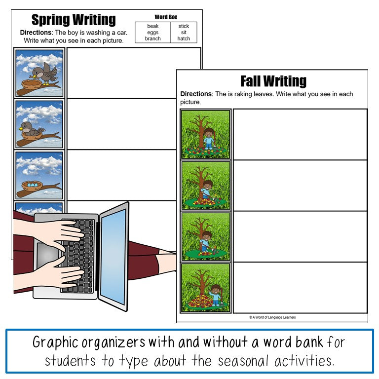Seasons Sequencing Activities | Speaking and Writing with Graphic Organizers