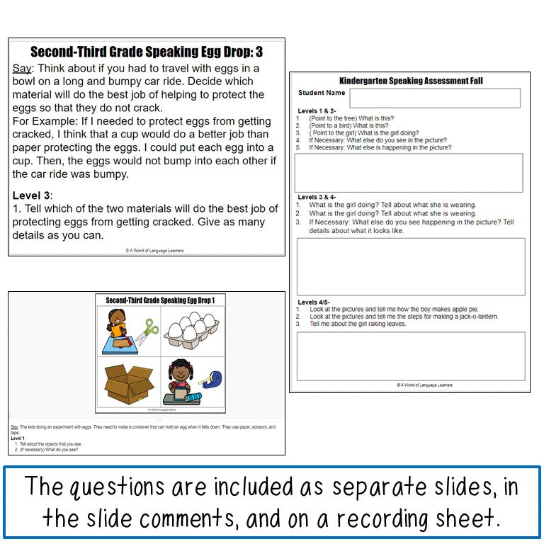 ESL Speaking Assessments 2nd and 3rd Grade