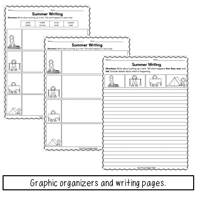 Summer Activities Sequencing Practice