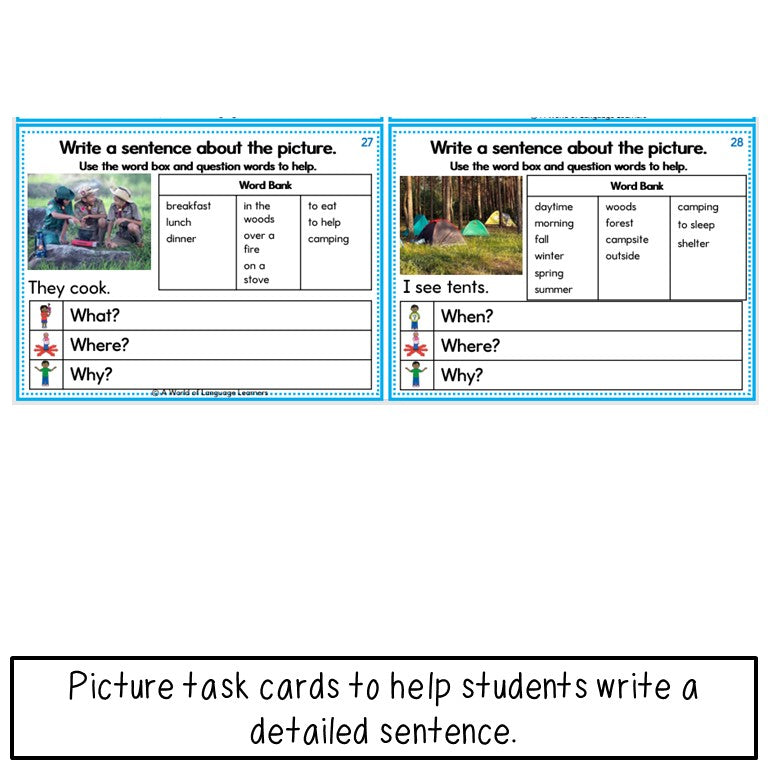 Narrative Picture Prompt Writing Task Cards