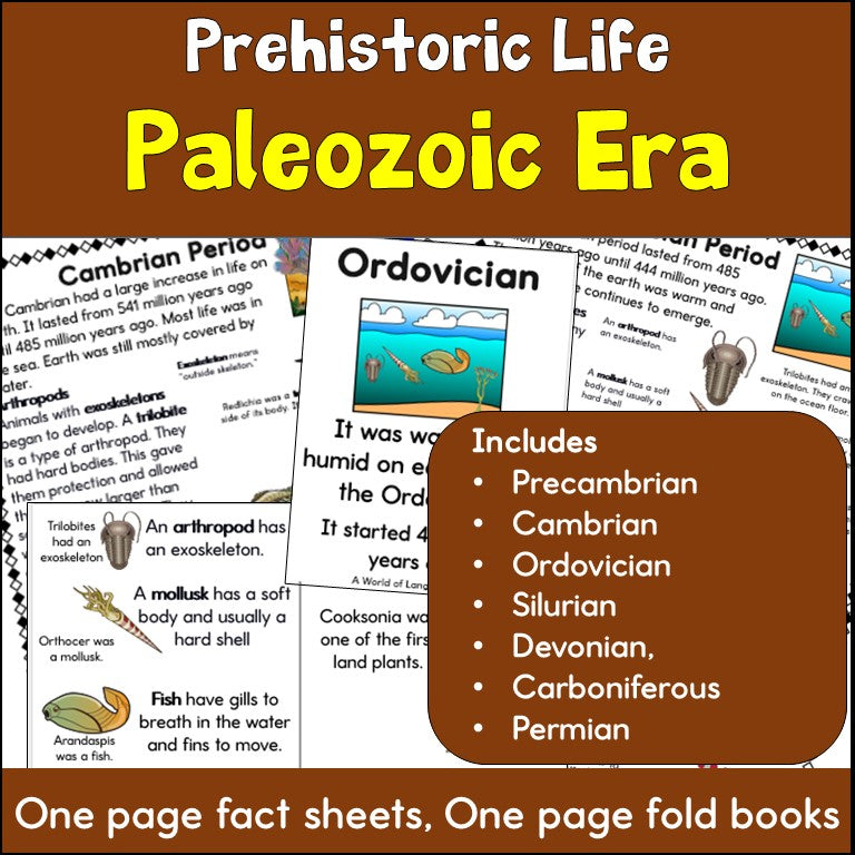 Paleozoic Era | Prehistoric Life Fact Sheets & Fold Books