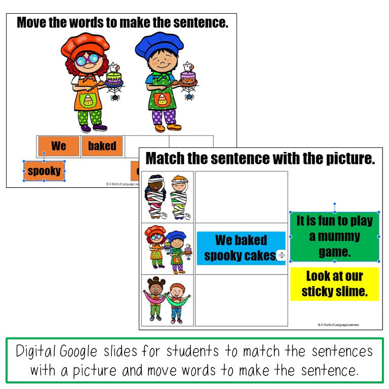 Preview of Halloween cut apart sentence activities