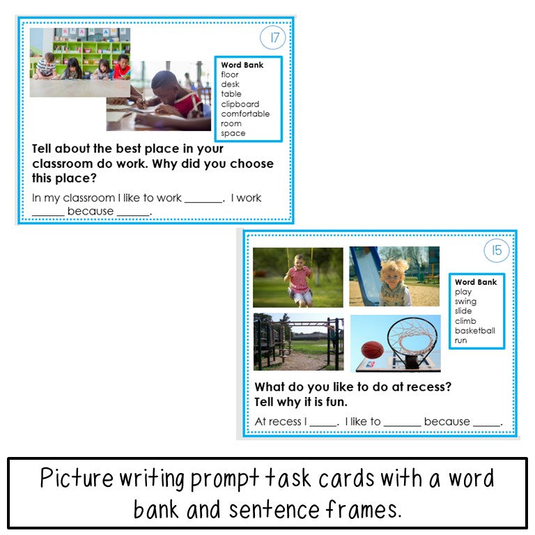 School Picture Writing Prompt Task Cards