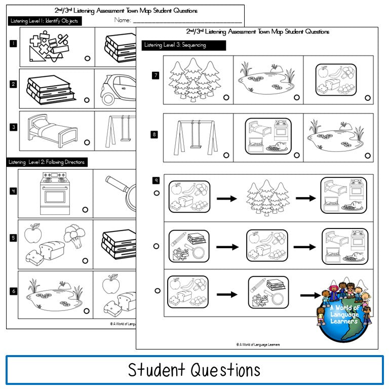 ESL Listening Assessments Second and Third Grade Print and Digital