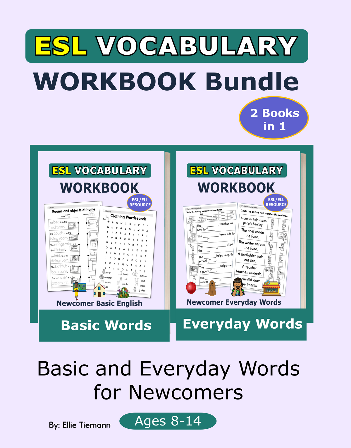 ESL Vocabulary Workbook Bundle: Basic and Everyday Words for Newcomers - 2 Books in 1