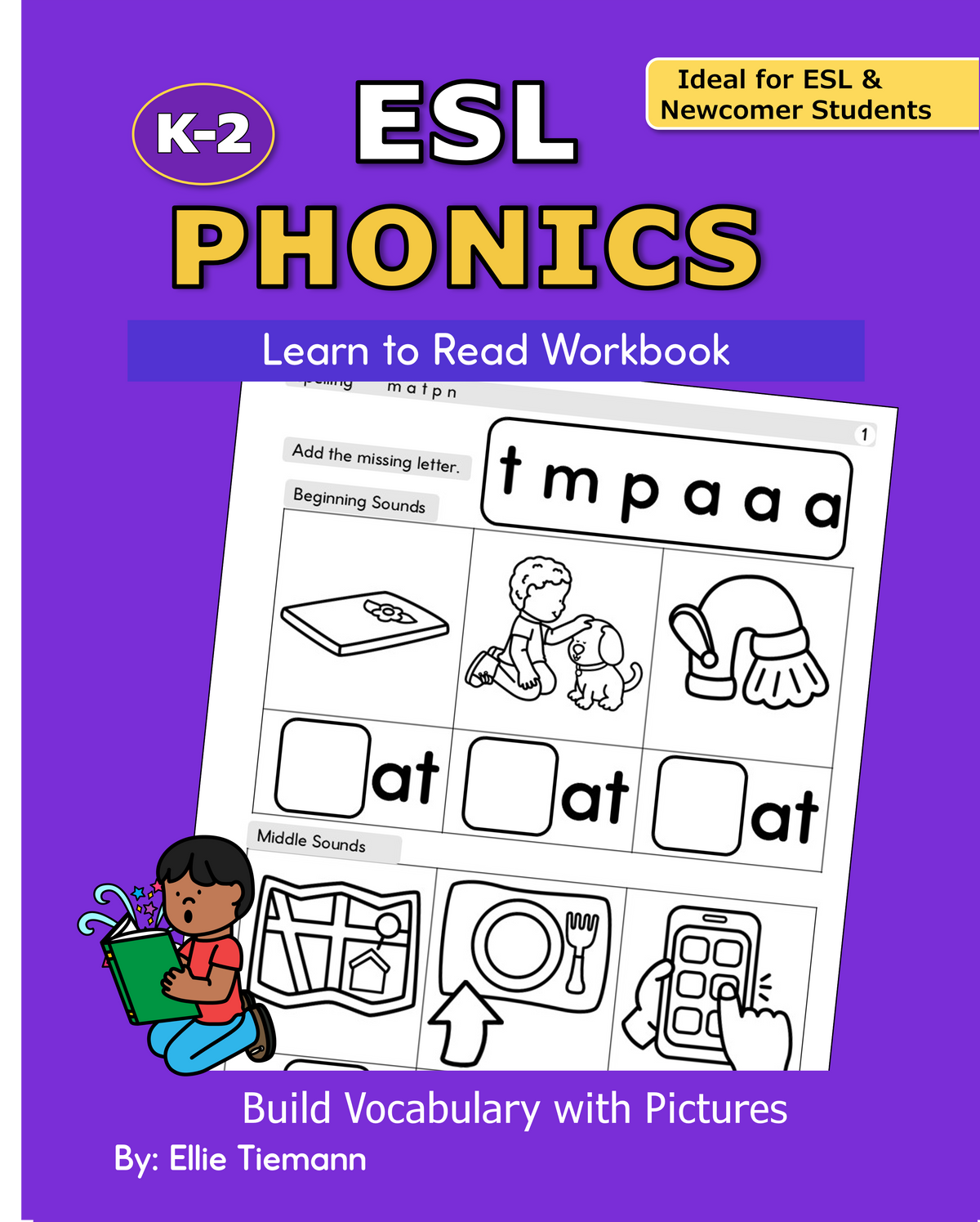 K-2 ESL Phonics: Learn to Read Workbook cover, included in the Phonics Workbook Bundle