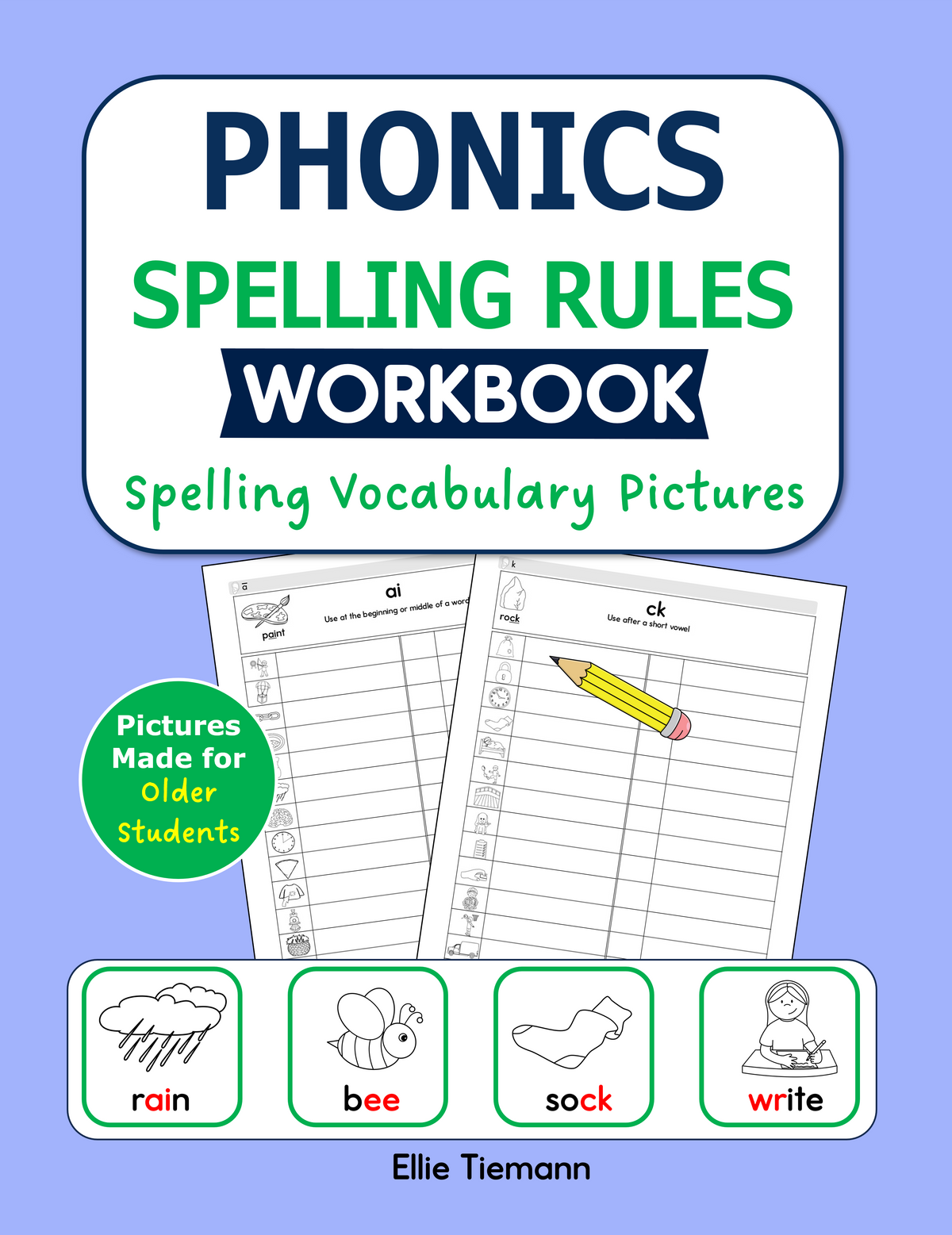 Phonics Spelling Rules Workbook cover, included in the Phonics Workbook Bundle