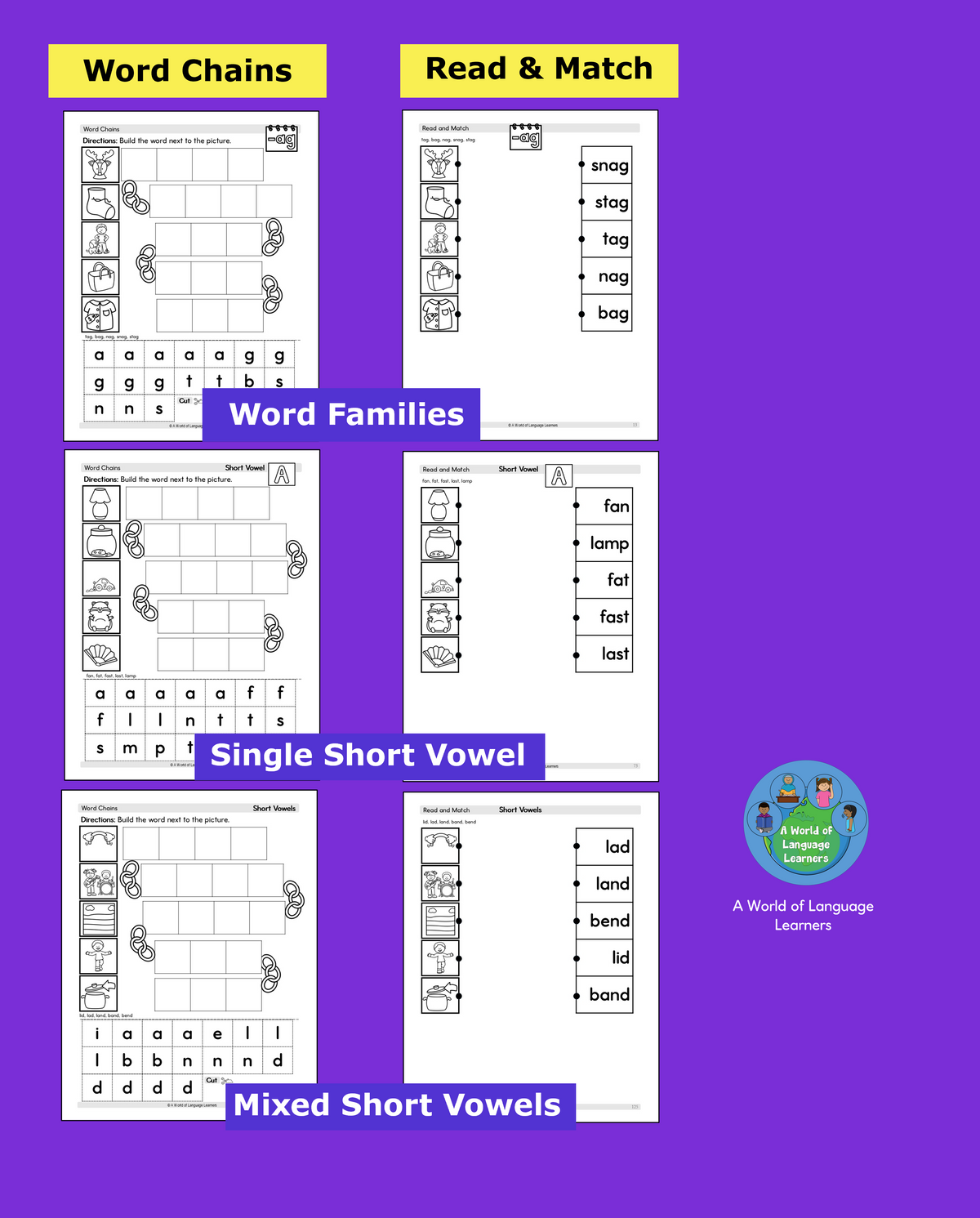 Short Vowel Phonics Workbook: Word Chains, Reading and Spelling Practice
