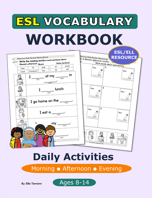 Newcomer ESL Vocabulary: Daily Activities Workbook - Instant Download