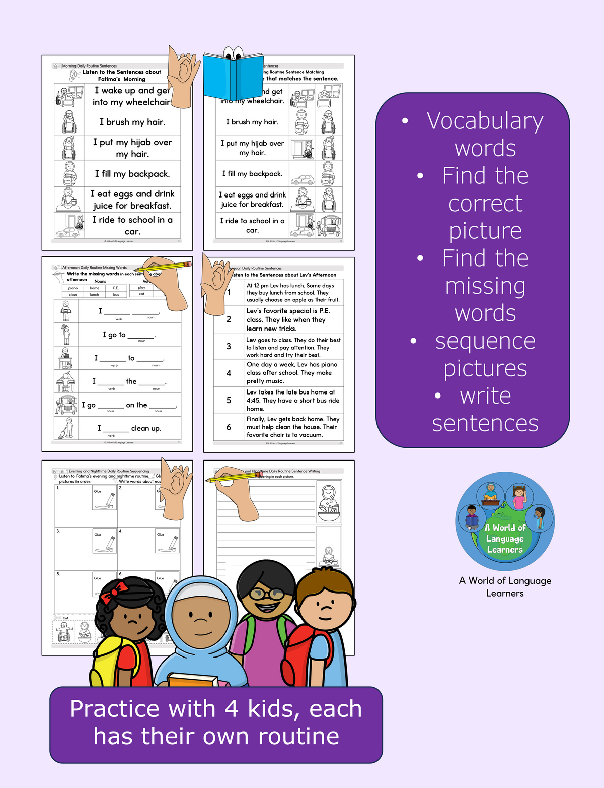 Newcomer ESL Vocabulary: Daily Activities Workbook - Instant Download