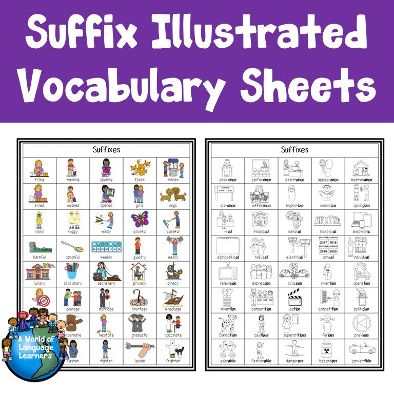 Suffix Illustrated Vocabulary Sheets – My Store
