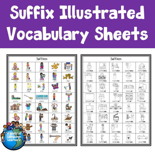 Suffix Illustrated Vocabulary Sheets