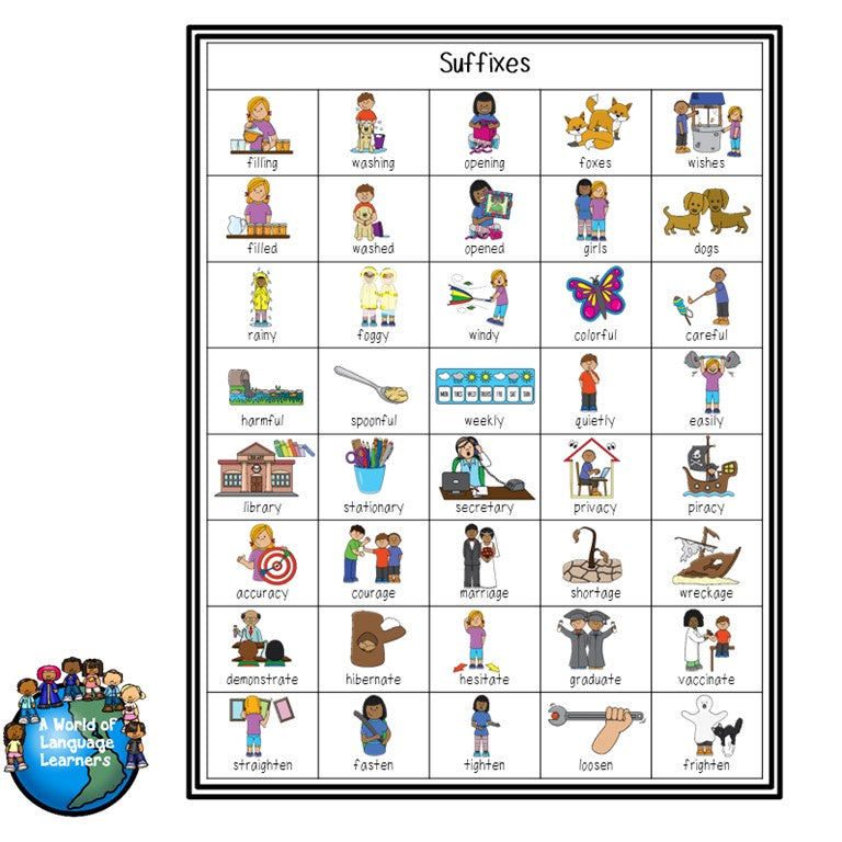 Suffix Illustrated Vocabulary Sheets