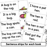 Decodable Short Vowel Beginning Readers - Sentence Strips and Writing Pages