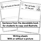 Decodable Short Vowel Beginning Readers - Sentence Strips and Writing Pages