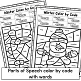 Winter Parts of Speech Color by Code - Grammar Coloring Worksheets