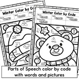 Winter Parts of Speech Color by Code - Grammar Coloring Worksheets
