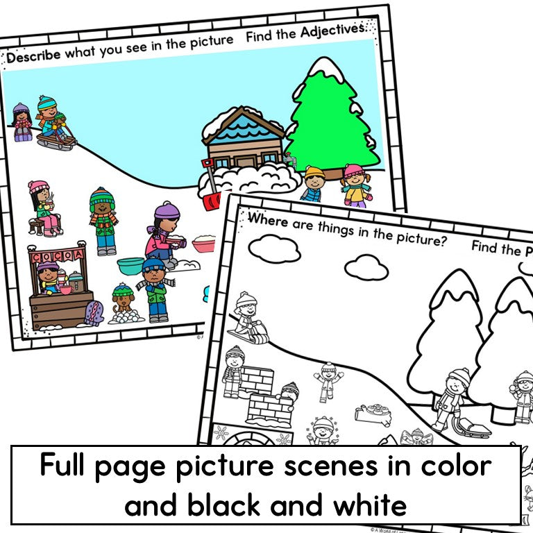 Winter Picture Scene Parts of Speech Grammar Practice