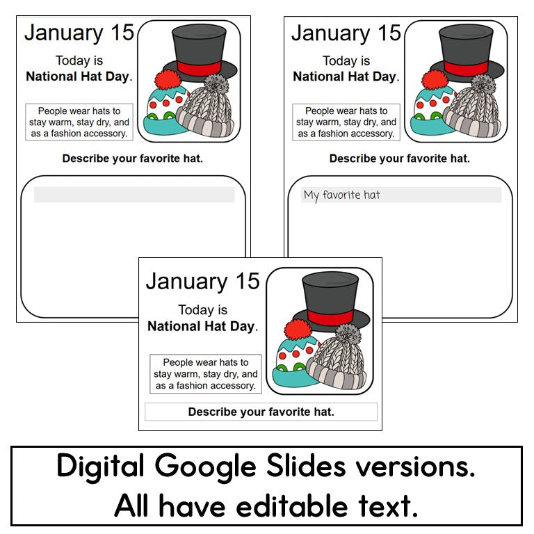 January National Days Writing Prompts - Write Each Day About Fun Holidays
