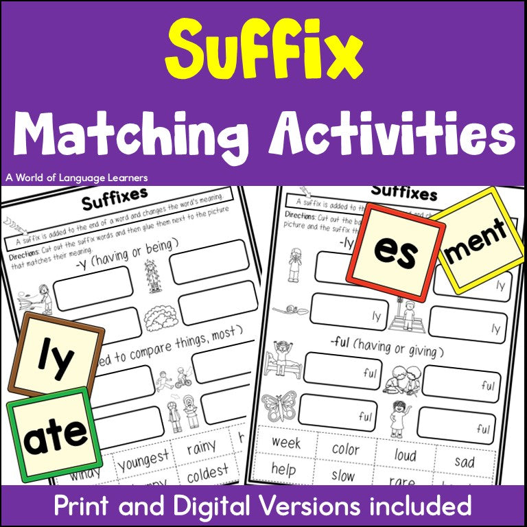 Suffix Matching Activities - No-Prep Printables Vocabulary Practice