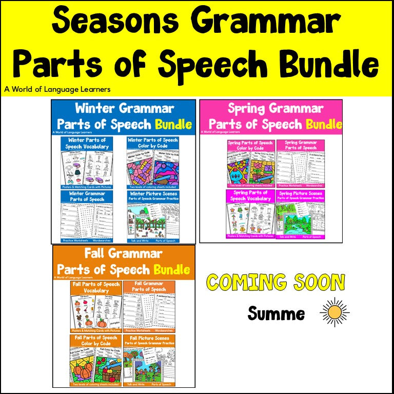 Seasons Parts of Speech Grammar Practice GROWING Bundle