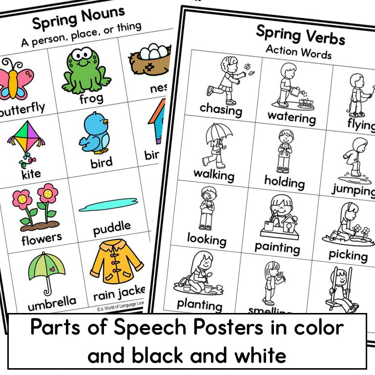 Seasons Parts of Speech Grammar Practice GROWING Bundle