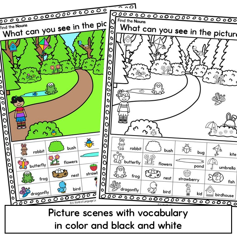 Spring Picture Scene Parts of Speech Grammar Practice