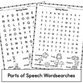 Spring Parts of Speech Worksheets - Grammar Wordsearches