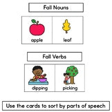 Fall Vocabulary Parts of Speech Pictures Grammar Posters and Matching Cards