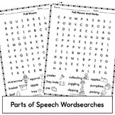 Fall Parts of Speech Worksheets - Grammar Wordsearches & Matching Practice