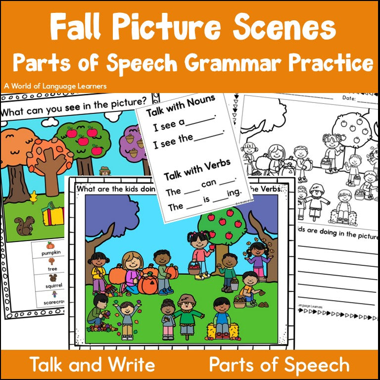Fall Picture Scene Parts of Speech Grammar & Vocabulary Practice