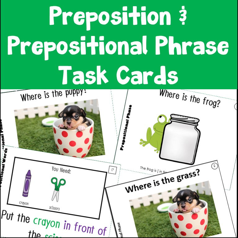 Preposition & Prepositional Phrase Task Cards