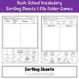 School Vocabulary File Folder Game