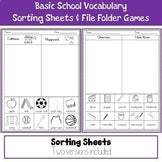 Newcomer Vocabulary Sorting Sheets and File Folder Games Bundle - Tier One Vocab
